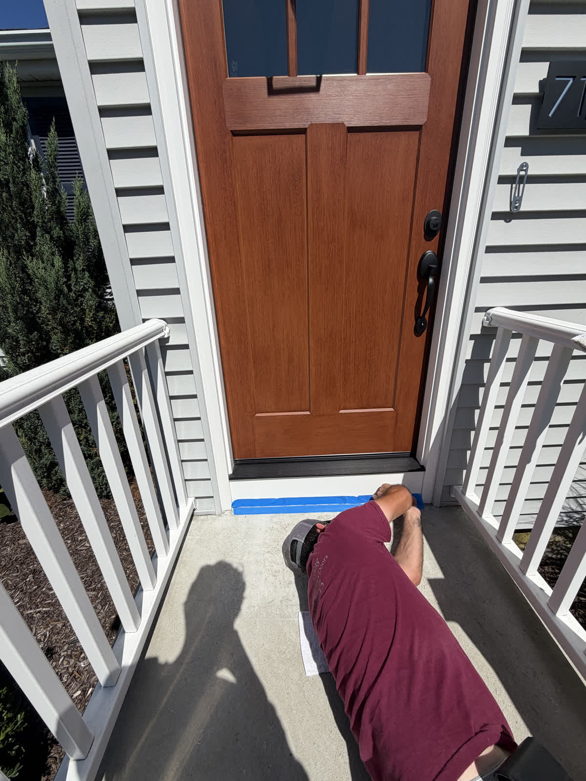 Finishing the threshold on a new front door